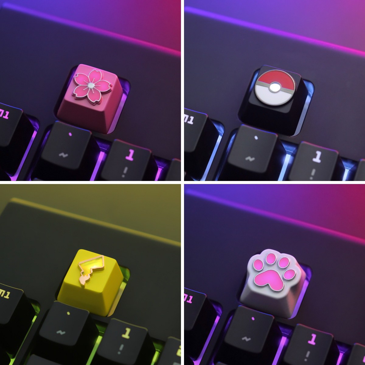1pc Artisan Zinc Aluminum Alloy ESC Keycaps for Mechanical Keyboard R4 Height Pokemon Pikachu / Sakura